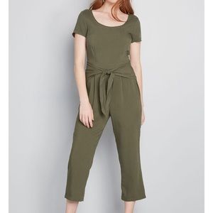 Bay Area Believer Cropped Jumpsuit -Olive